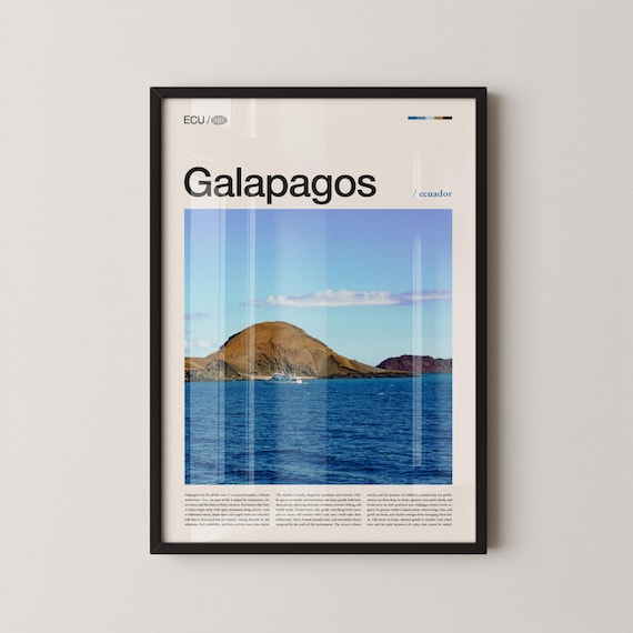 Galapagos Ecuador Volcanic Island Pacific Coast Travel Poster