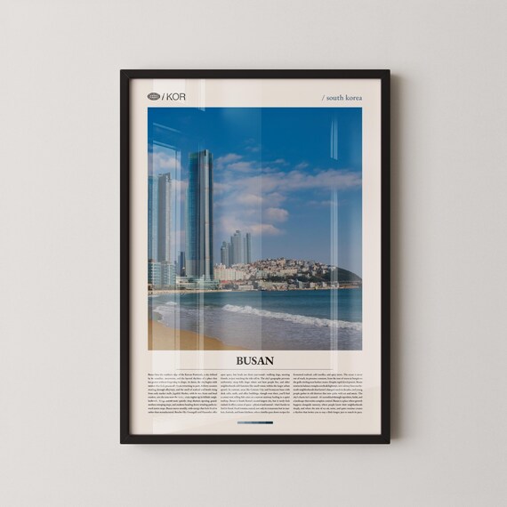Busan South Korea Haeundae Towers Beach Daytime View Travel Poster