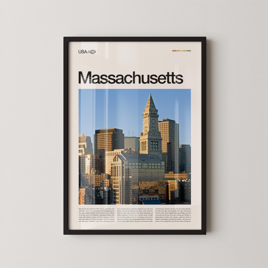 Massachusetts Boston Custom House Tower Skyline Photo Poster