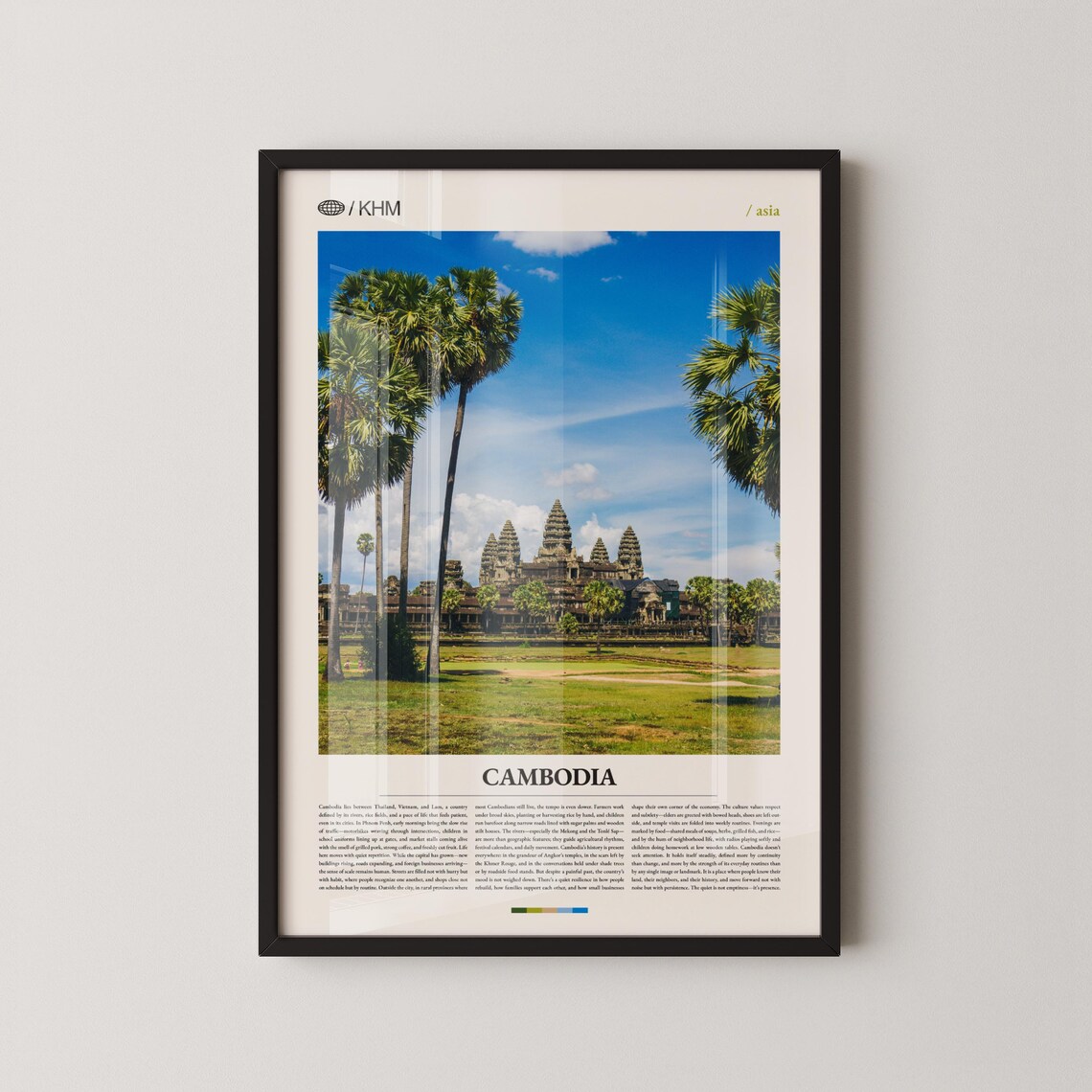 Cambodia Angkor Wat Temple Palm Trees Photography Travel Poster