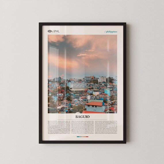 Baguio Philippines Hillside City Sunset Photography Travel Poster
