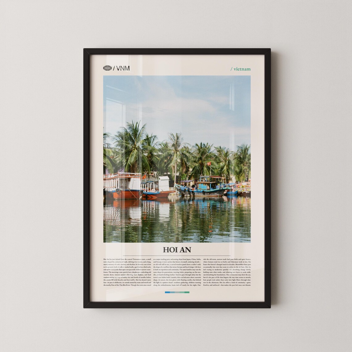 Hoi An Vietnam Riverside Boats With Palm Trees Daytime Poster