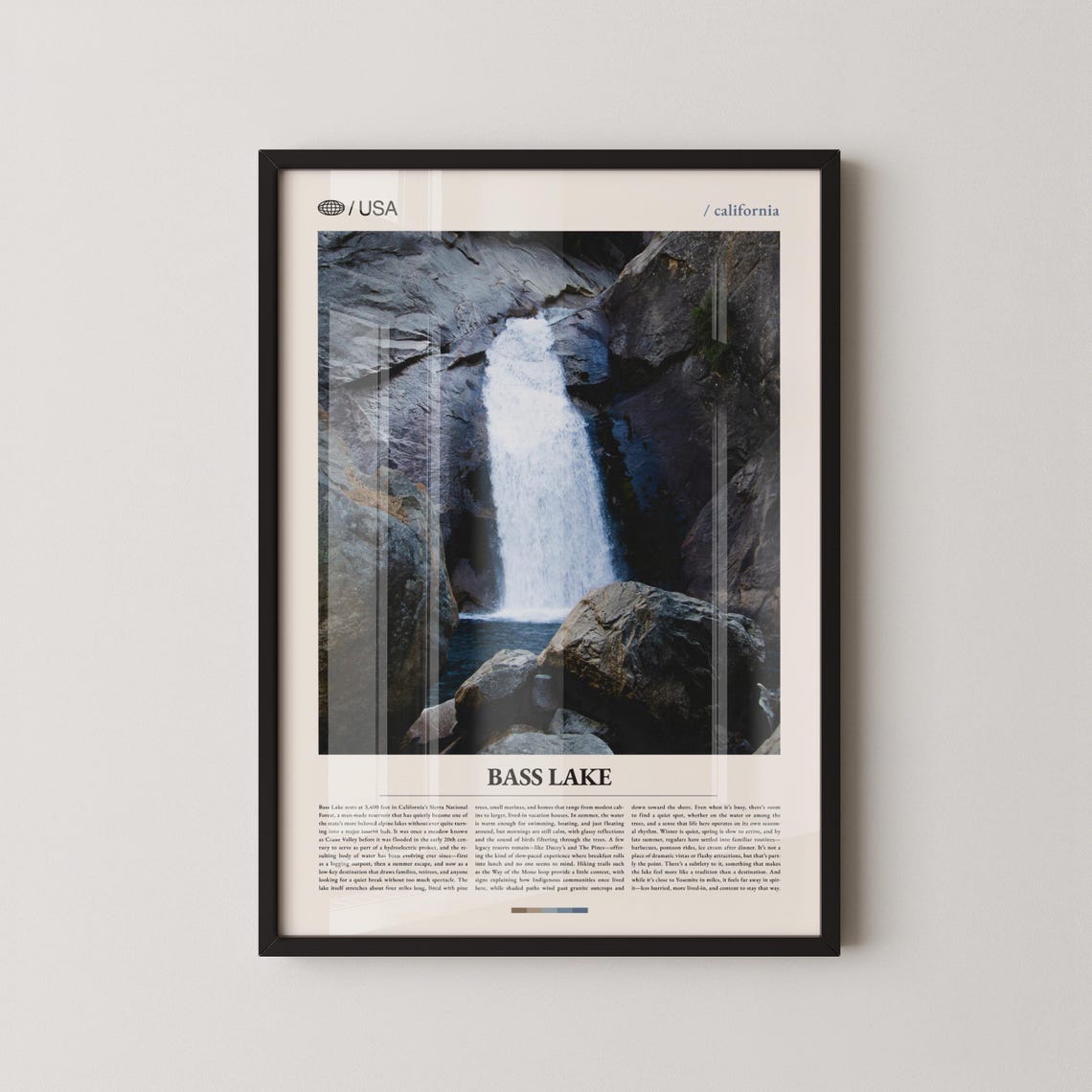 Bass Lake California Granite Waterfall Photo Travel Poster View