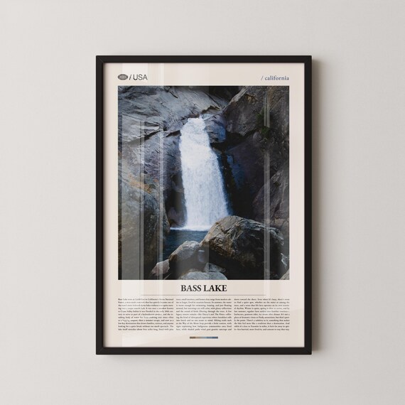 Bass Lake California Granite Waterfall Photo Travel Poster View