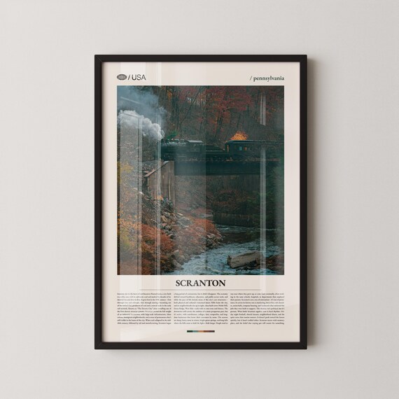 Scranton Pennsylvania Steam Train Autumn Gorge Travel Poster