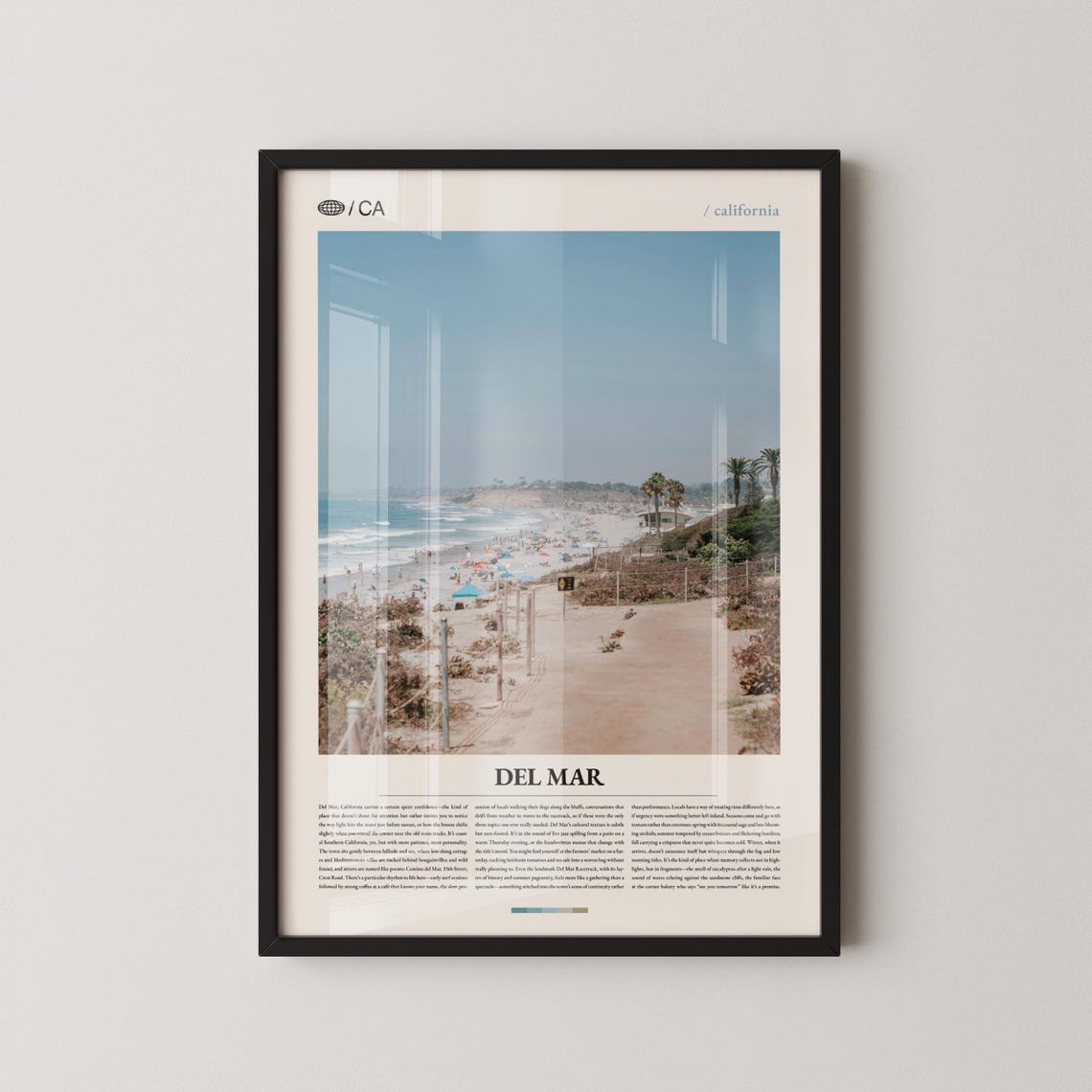Del Mar Beach Crowd Pathway Palm Trees California Photo Poster
