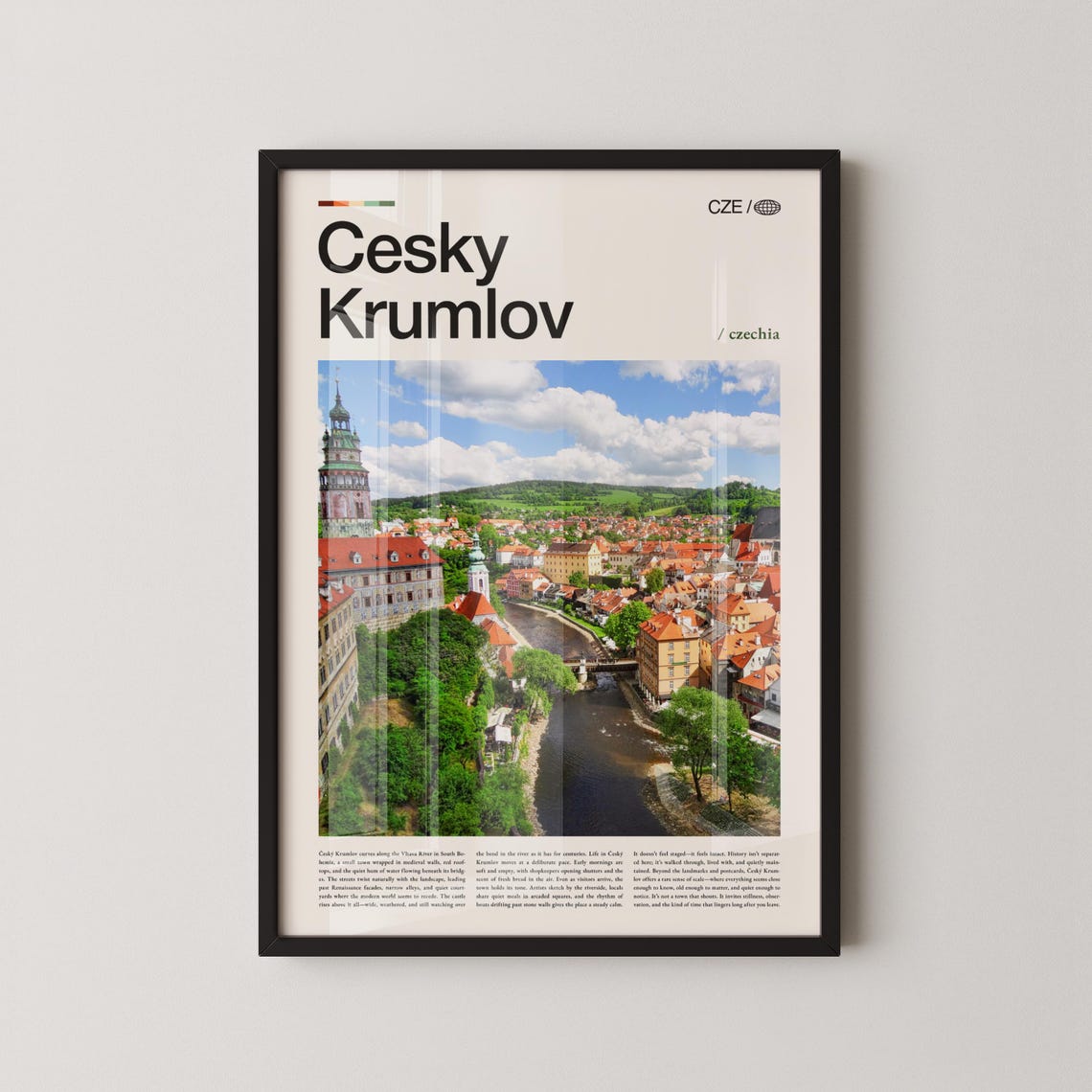Cesky Krumlov Czechia Medieval Old Town Vltava River Travel Poster