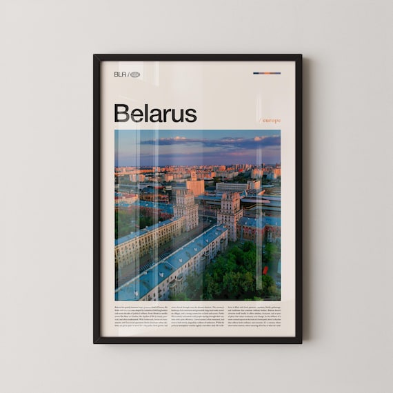 Belarus Europe City Skyline at Dusk Aerial Photography Poster