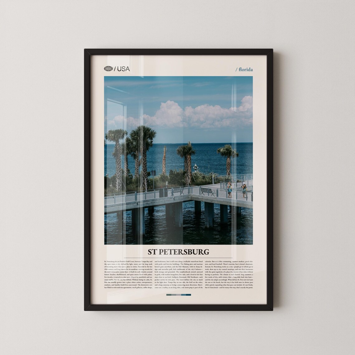 St Petersburg Florida Palm Pier Gulf Coast Retro Travel Poster