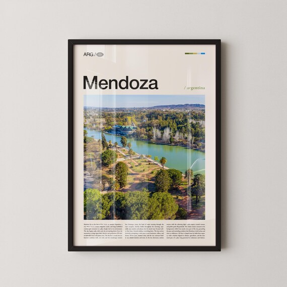 Mendoza Argentina Park Lake Aerial Travel Photography Poster