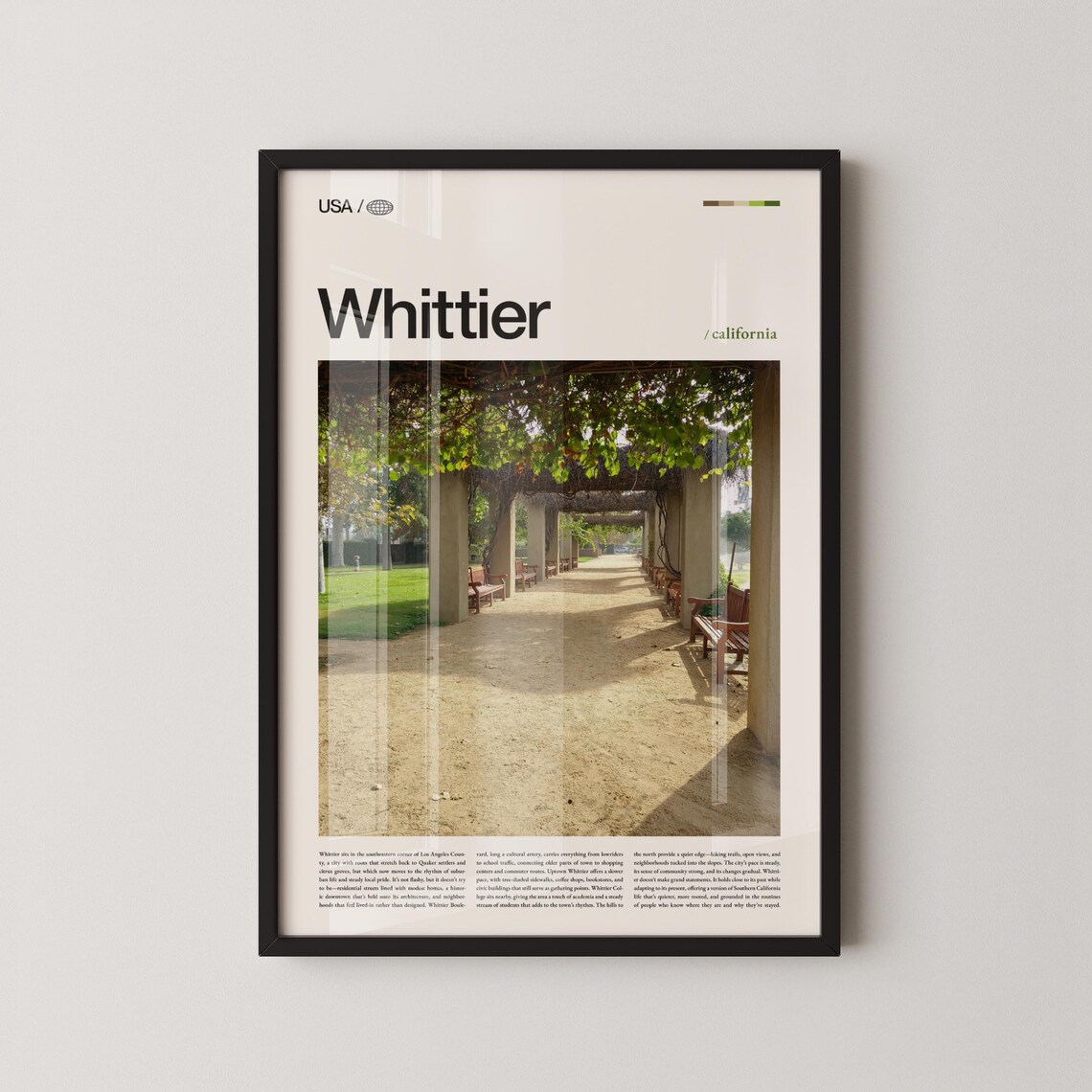 Whittier California Garden Pergola Walkway Photo Travel Poster
