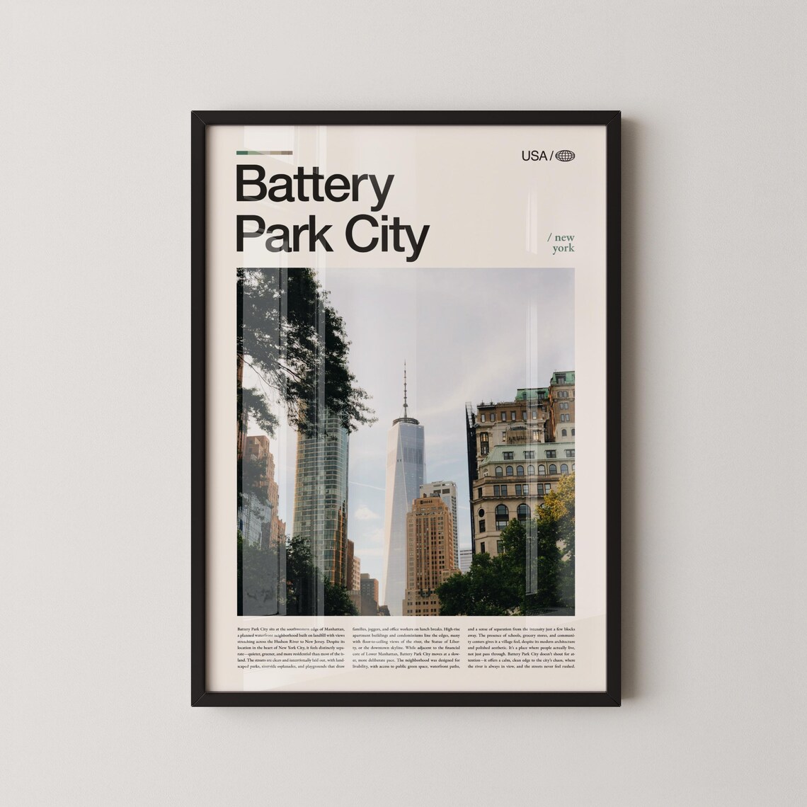 Battery Park City Daytime Photo With One World Trade Center Poster