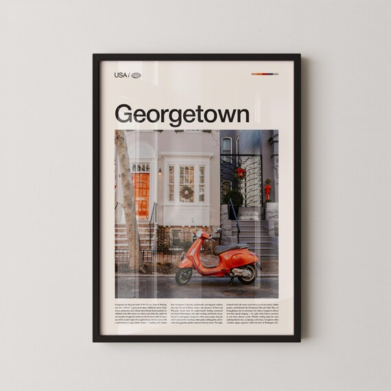Georgetown Washington DC Orange Scooter Street Photography Poster
