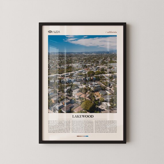 Lakewood California Aerial Suburb Skyline Photography Poster
