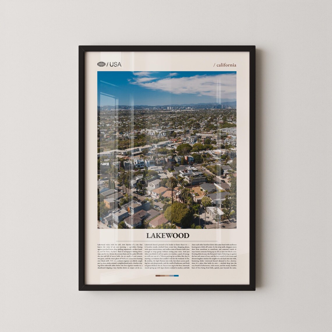 Lakewood California Aerial Suburb Skyline Photography Poster