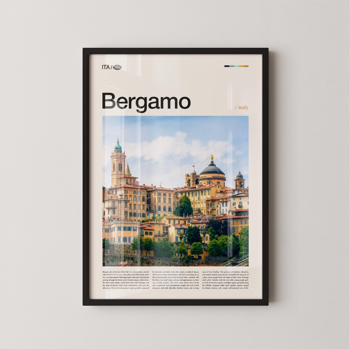 Bergamo Italy Historic Old Town Daytime Cityscape Travel Poster
