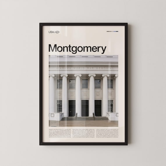 Montgomery Alabama World War Memorial Bold Typographic City Poster