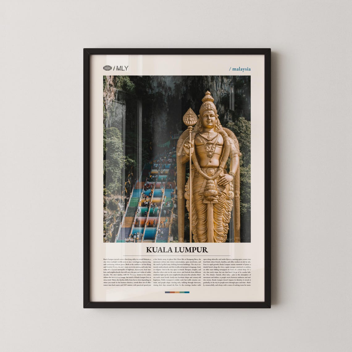 Kuala Lumpur Batu Caves Golden Murugan Statue Colorful Steps Poster