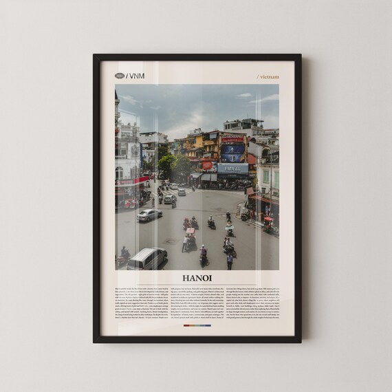 Hanoi Vietnam Old Quarter Busy Street Traffic Aerial City Poster