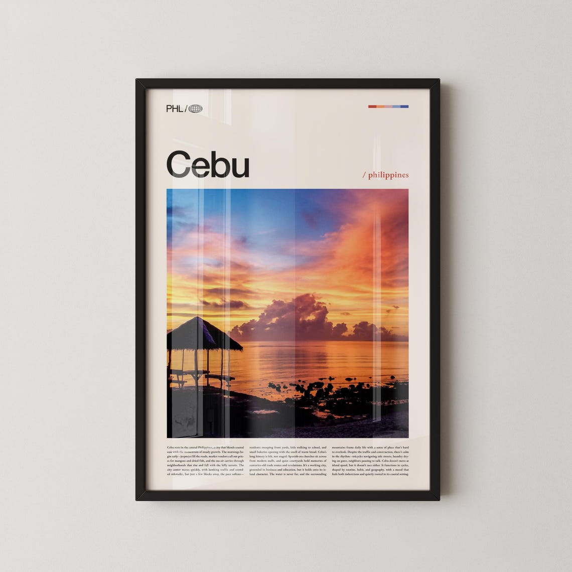 Cebu Philippines Sunset Beachfront Thatched Hut Travel Photo Poster