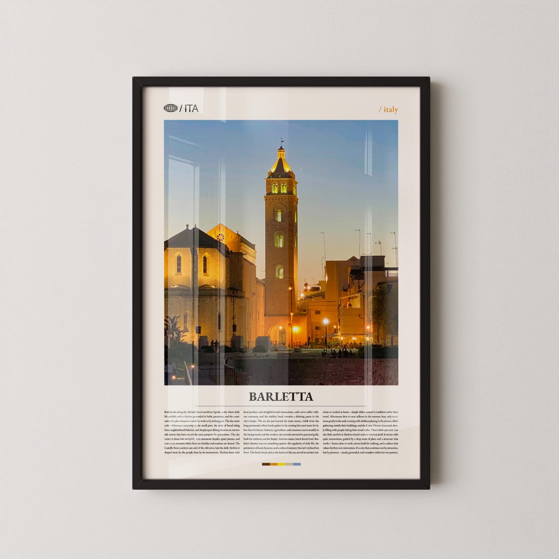 Barletta Italy Cathedral Bell Tower Evening Glow Travel Poster