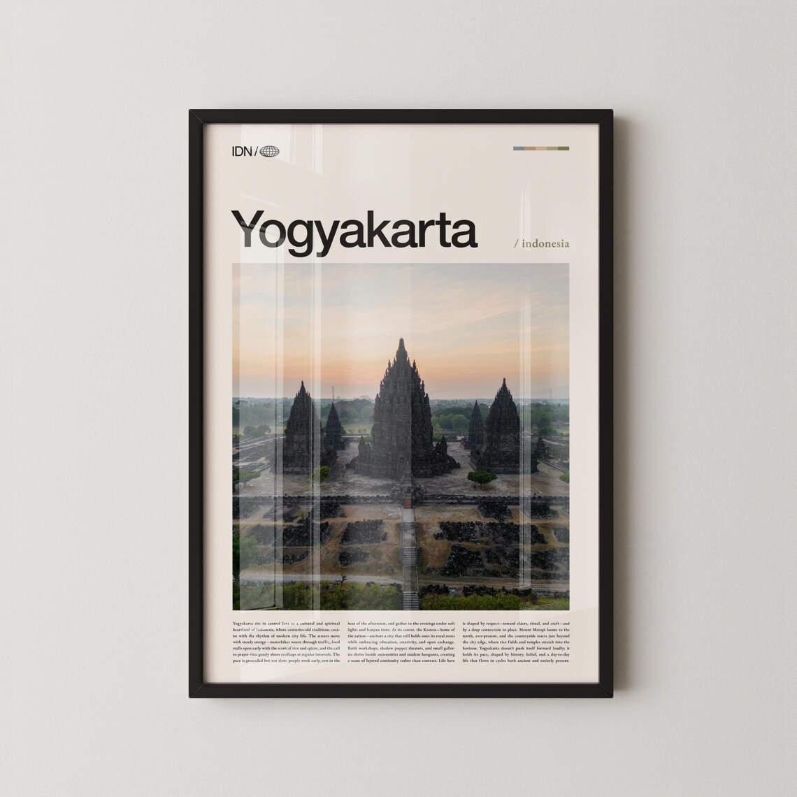 Yogyakarta Indonesia Prambanan Temple Sunset Photo Travel Poster