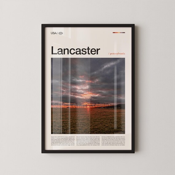 Lancaster Pennsylvania Farm Sunset Minimalist Travel Photo Poster