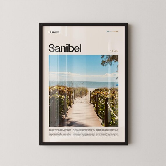 Sanibel Island Florida Beach Boardwalk Editorial Photo Travel Poster