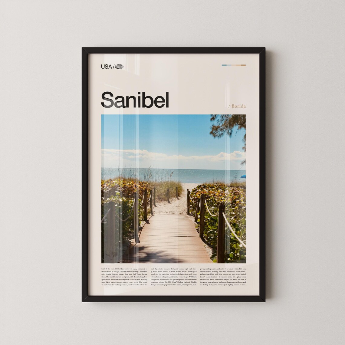 Sanibel Island Florida Beach Boardwalk Editorial Photo Travel Poster