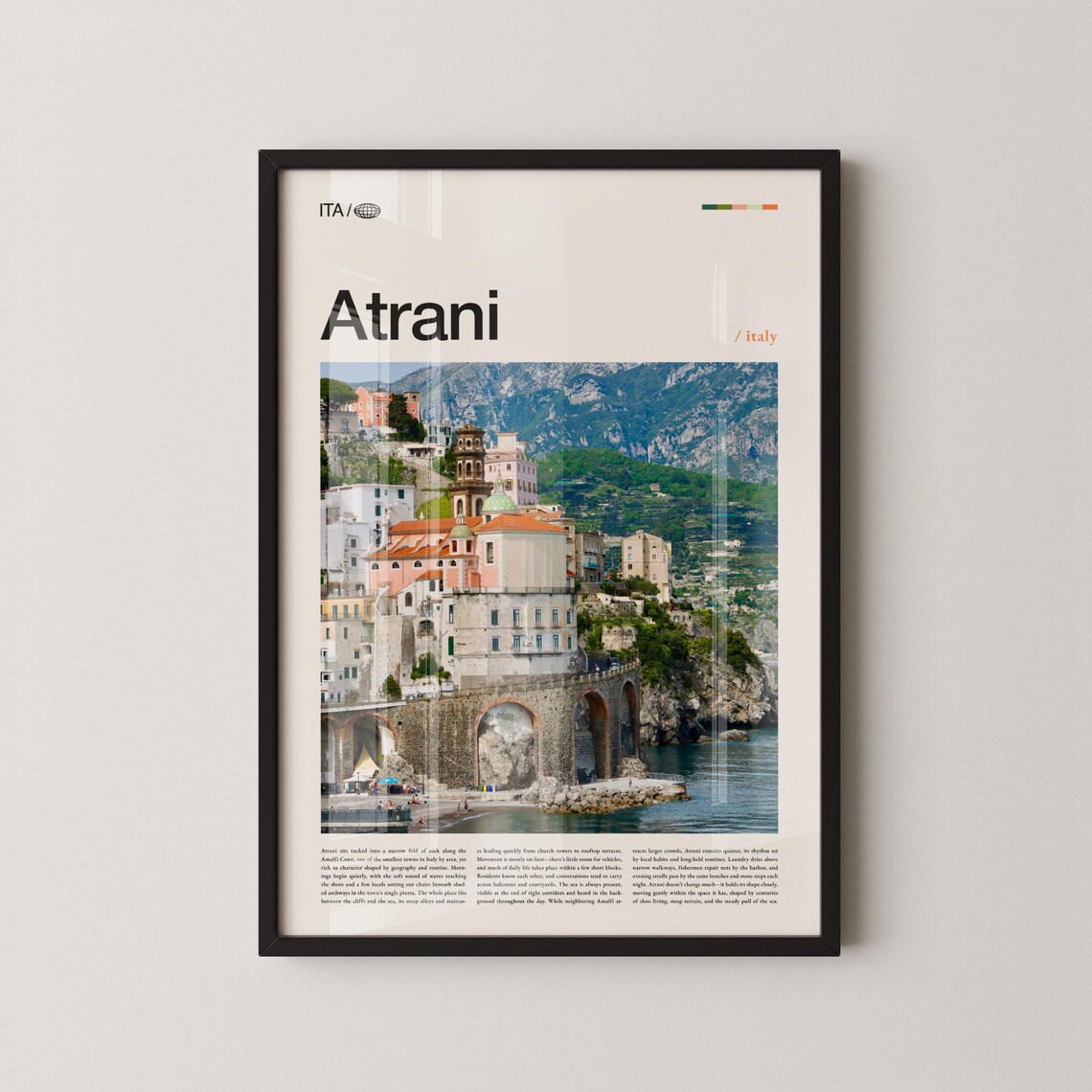 Atrani Italy Amalfi Coast Seaside Village Travel Photo Poster