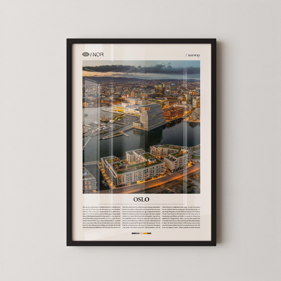 Oslo Norway Waterfront Cityscape Aerial Photography Travel Poster