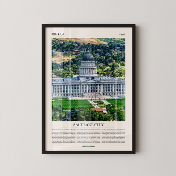 Salt Lake City Utah State Capitol Dome Aerial View Travel Poster