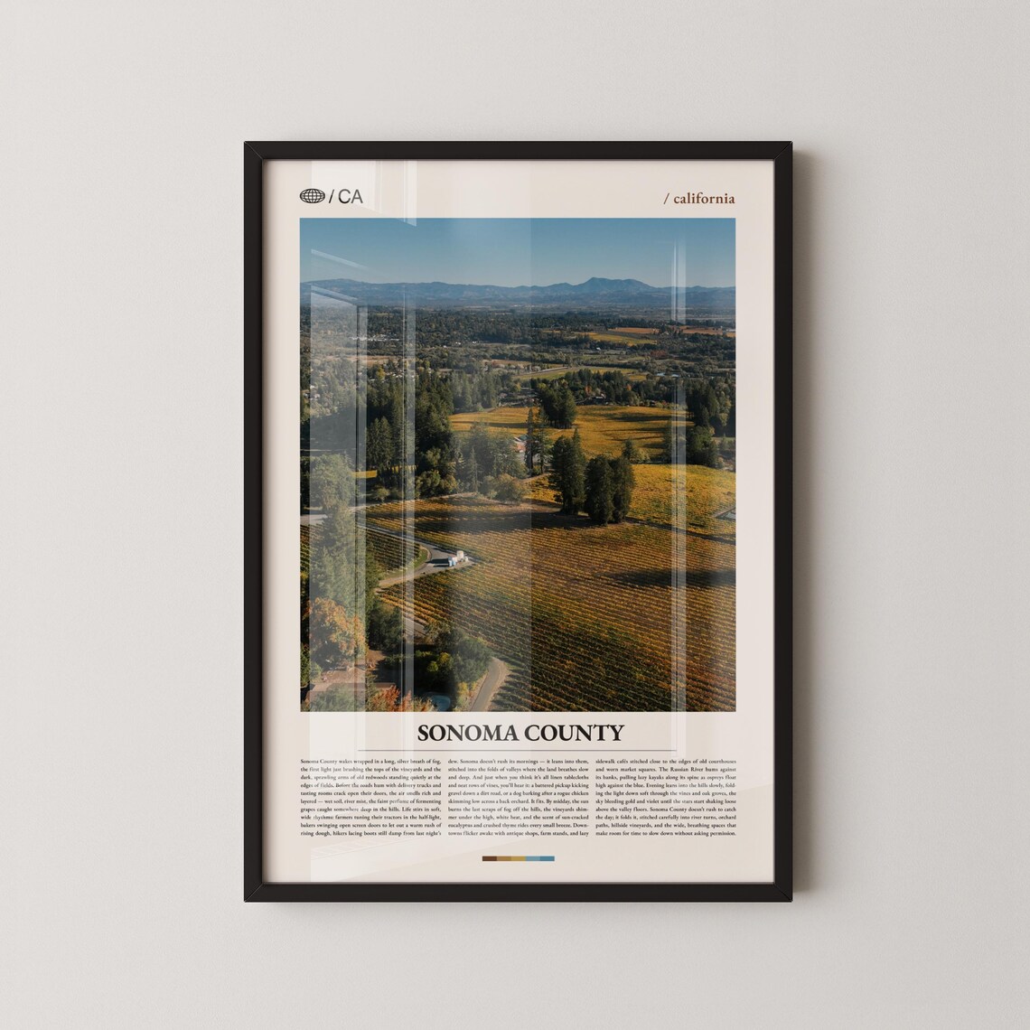 Sonoma County California Wine Country Vineyard Valley Travel Poster
