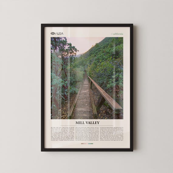 Mill Valley Print Wall Art Poster Photo Muir Woods National Monument Mount Tamalpais