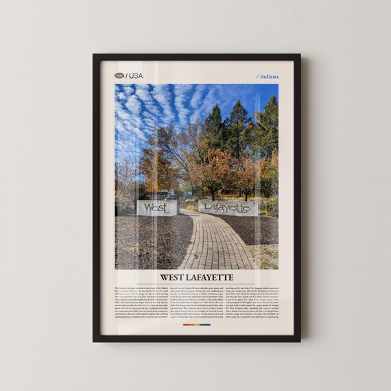 West Lafayette Indiana Brick Entrance Autumn Editorial Travel Poster