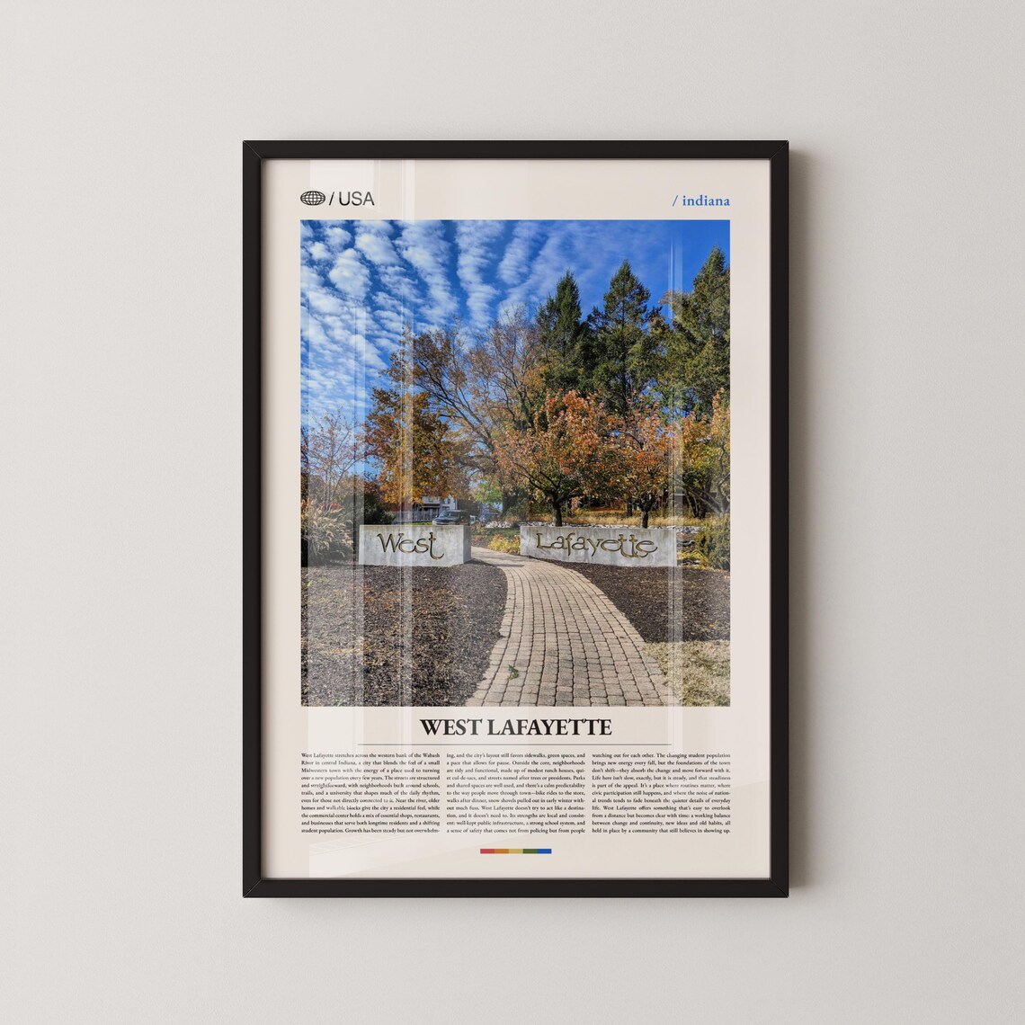 West Lafayette Indiana Brick Entrance Autumn Editorial Travel Poster