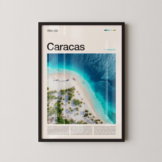 Caracas Venezuela Tropical Beach Aerial Turquoise Water Poster Art