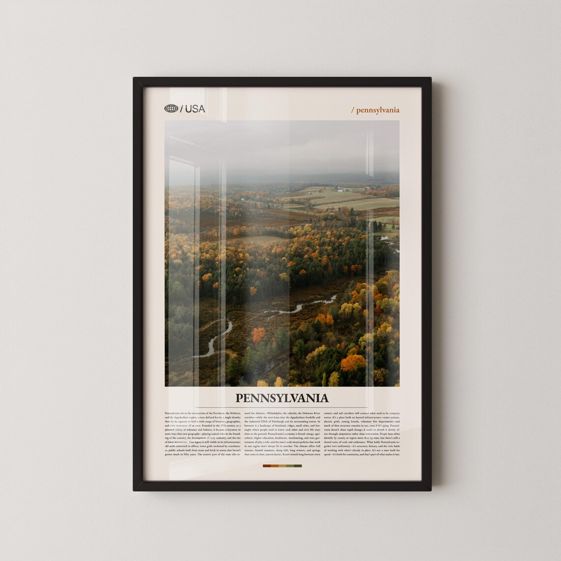 Pennsylvania Minimalist USA Travel Poster With Fall Foliage Photo