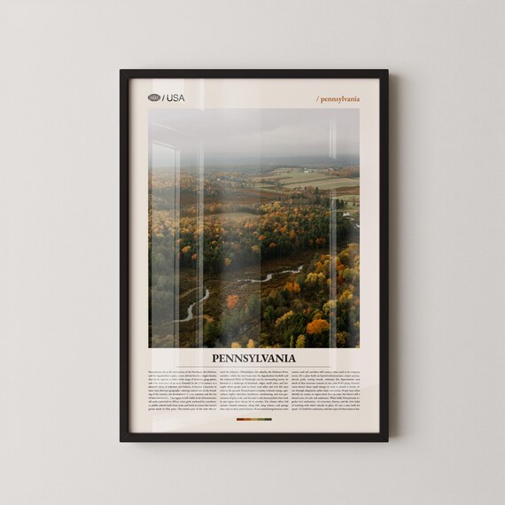 Pennsylvania Minimalist USA Travel Poster With Fall Foliage Photo