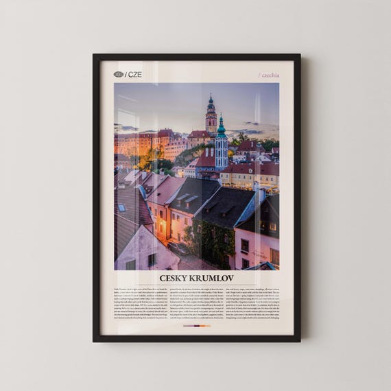 Cesky Krumlov Czechia Wall Art Historic Townscape Print Poster Scenic Vltava River Photography European Heritage Decor