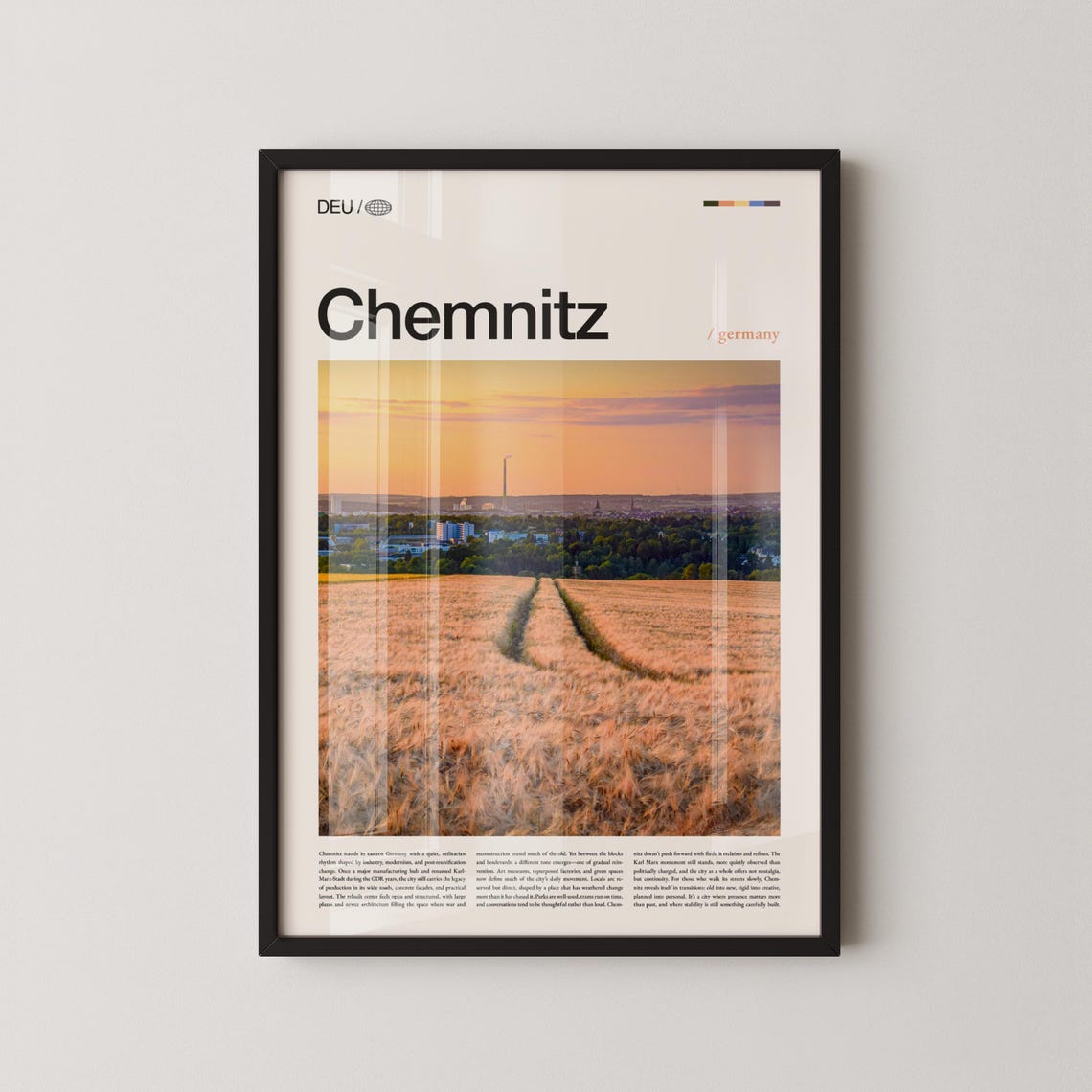 Chemnitz Germany Wheat Field Sunset Horizon Panorama Travel Poster