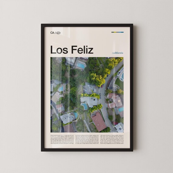 Los Feliz California Aerial Neighborhood Rooftops Photo Poster