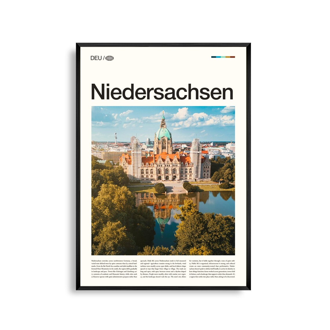 Niedersachsen Germany Hannover New Town Hall Photo Travel Poster