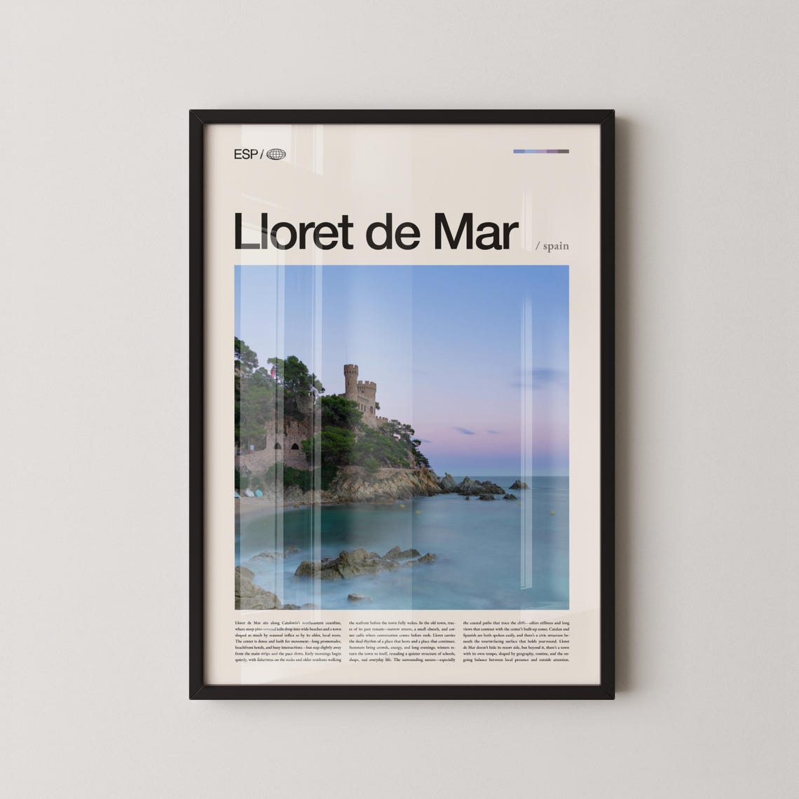Lloret de Mar Coastal Castle Tower Daylight Title Above Travel Poster