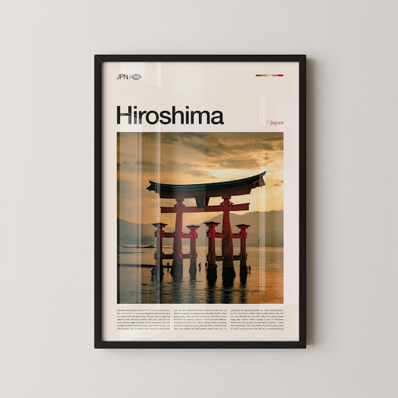 Hiroshima Japan Floating Torii Gate Sunset Miyajima Travel Poster