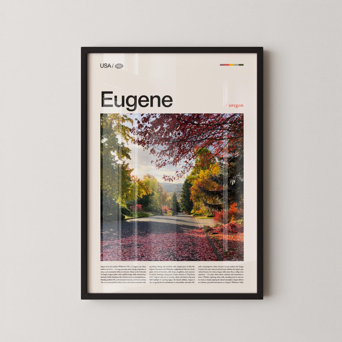 Eugene Oregon Fall Colors Neighborhood Street Photo Wall Art