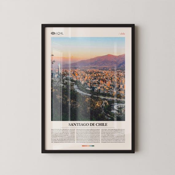 Santiago De Chile Travel Poster, Andes Cityscape