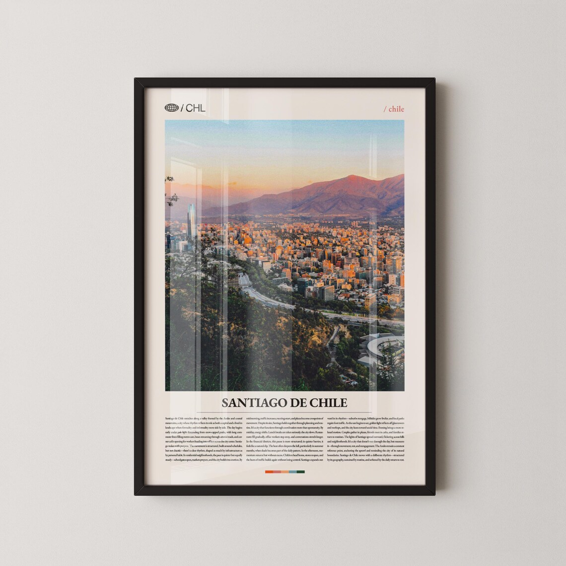 Santiago De Chile Travel Poster, Andes Cityscape