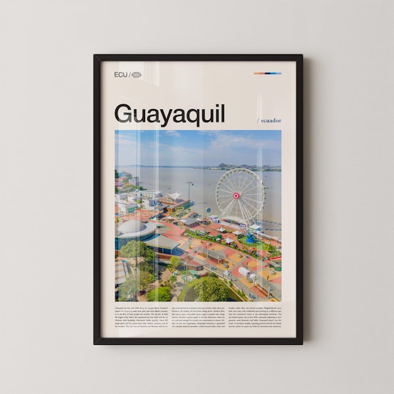 Guayaquil Ecuador Cityscape Ferris Wheel Photo Travel Poster
