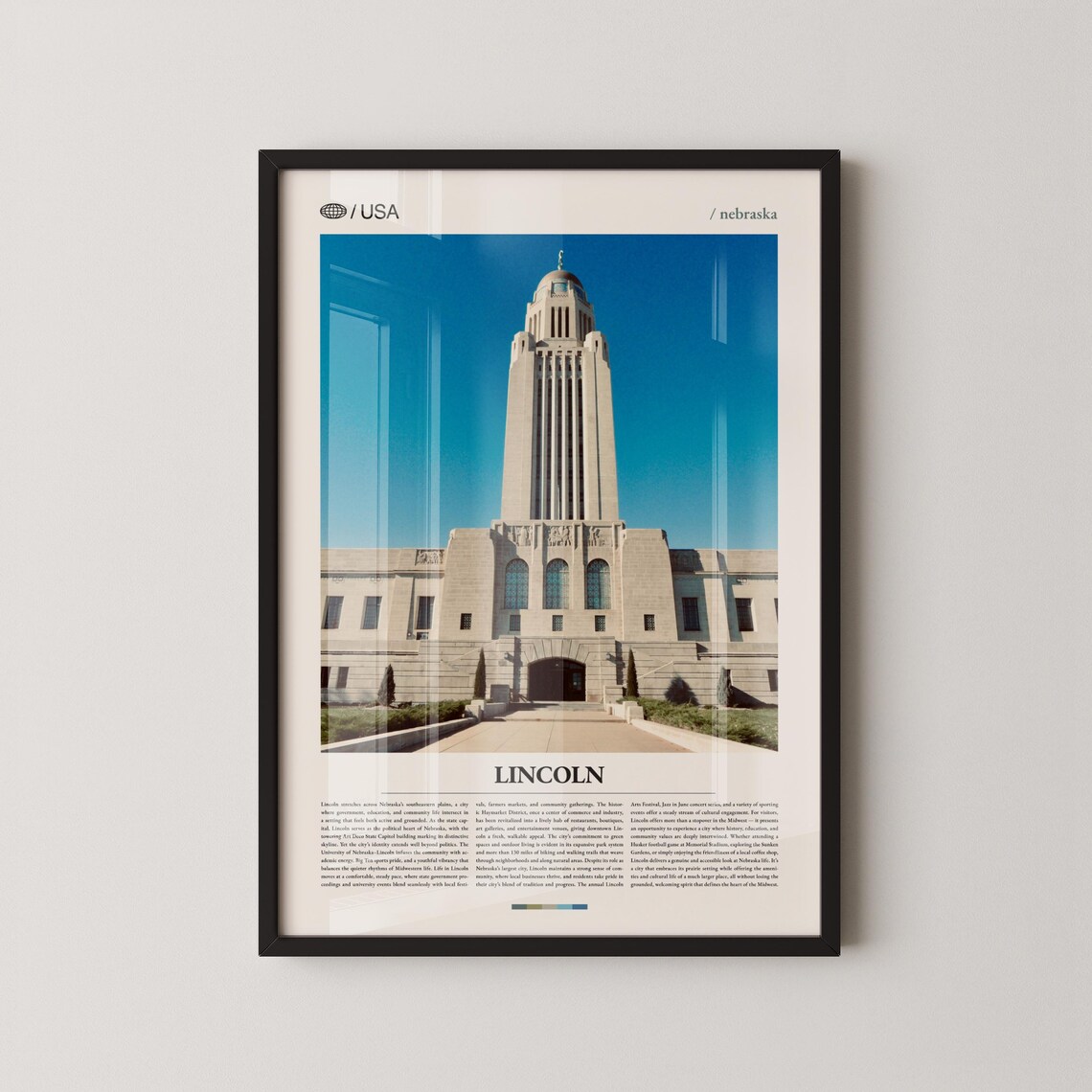 Lincoln Nebraska State Capitol Tower Midwest Travel Photo Poster